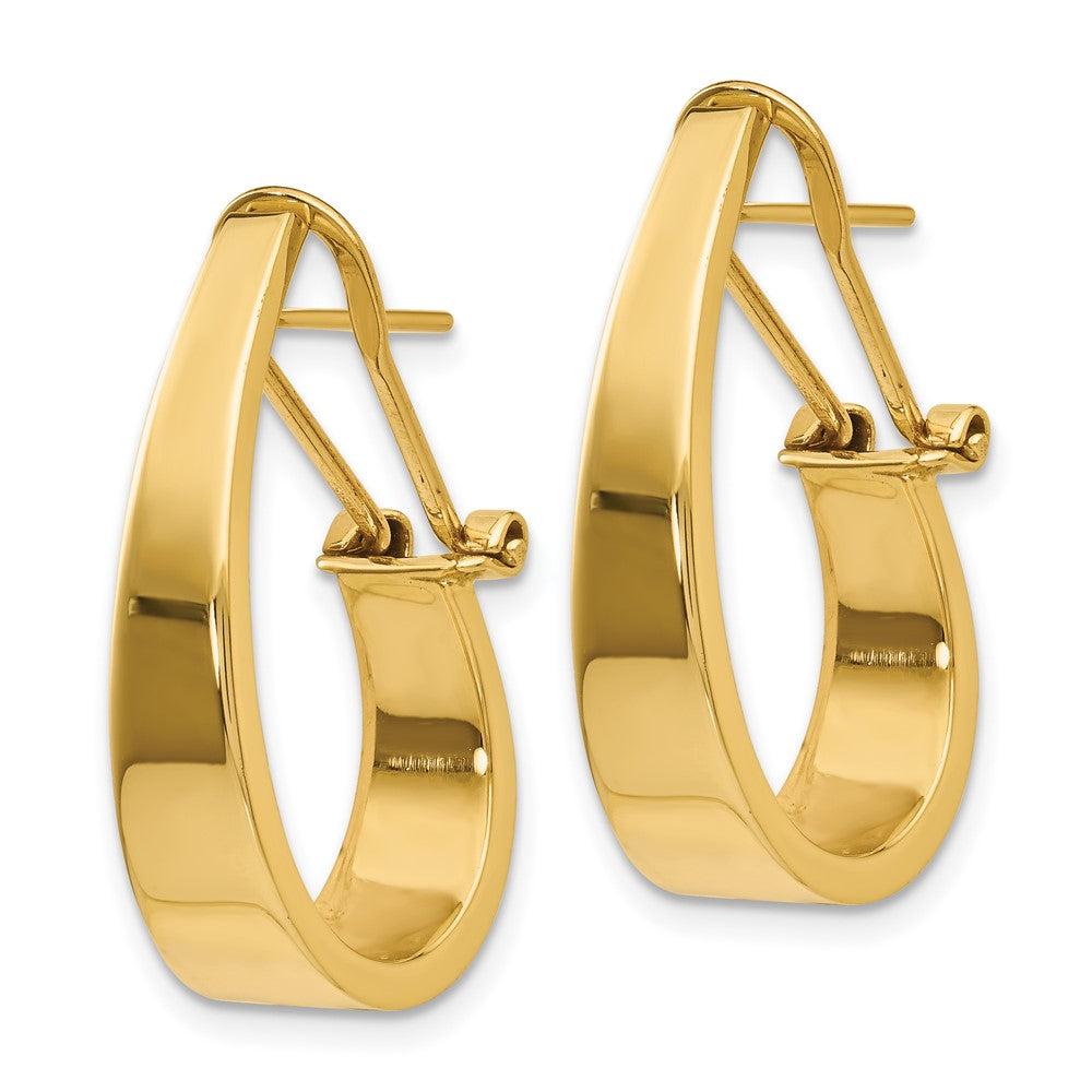14k 6x Polished Tapered J-Hoop Omega Back Post Earrings