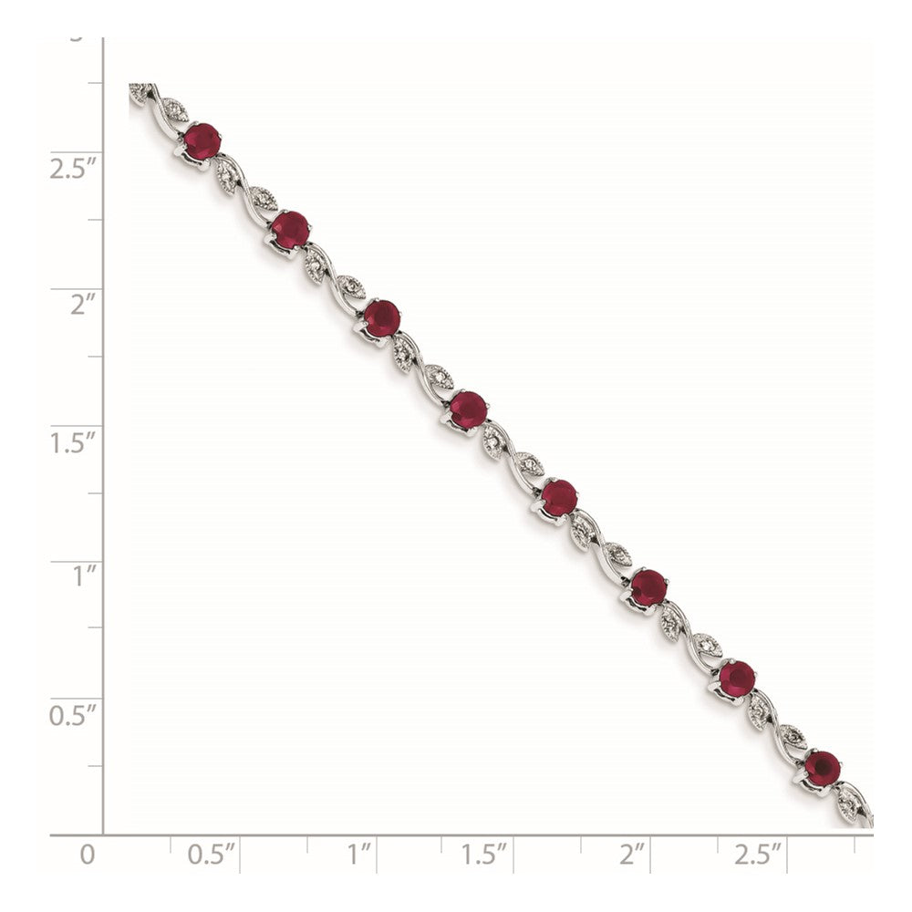 14K White Gold Diamond and Ruby Bracelet