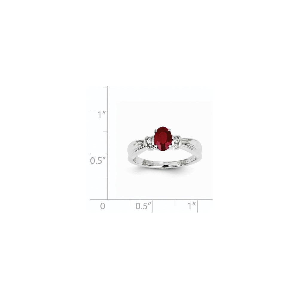 14k White Gold Diamond & Ruby Ring