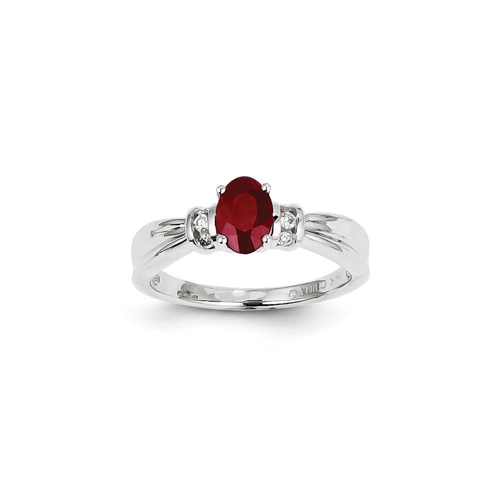 14k White Gold Diamond & Ruby Ring