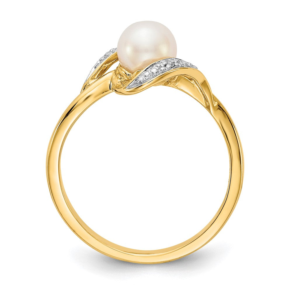 14k Diamond and FW Cultured Pearl Ring