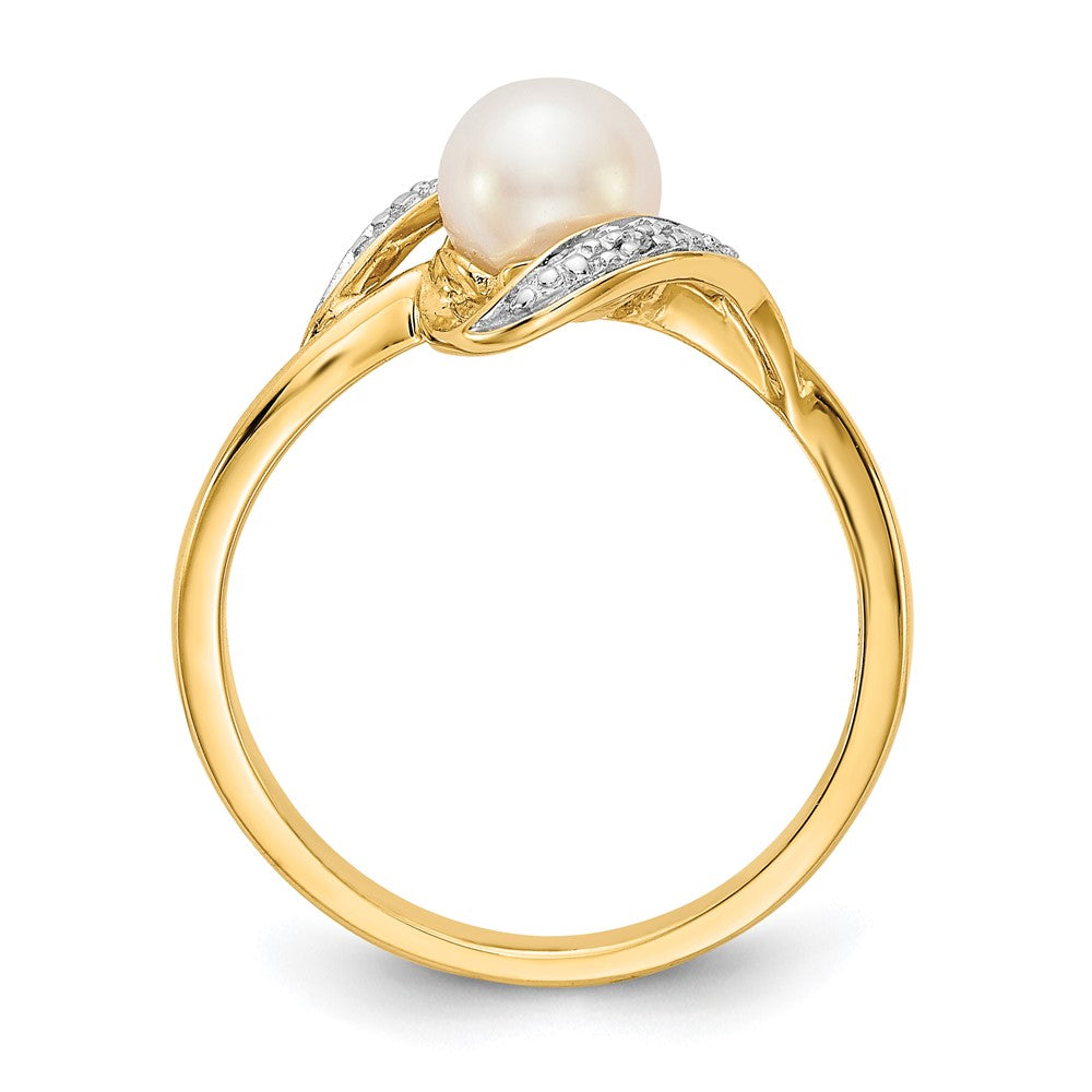14k Freshwater Cultured Pearl and Diamond Bypass Ring