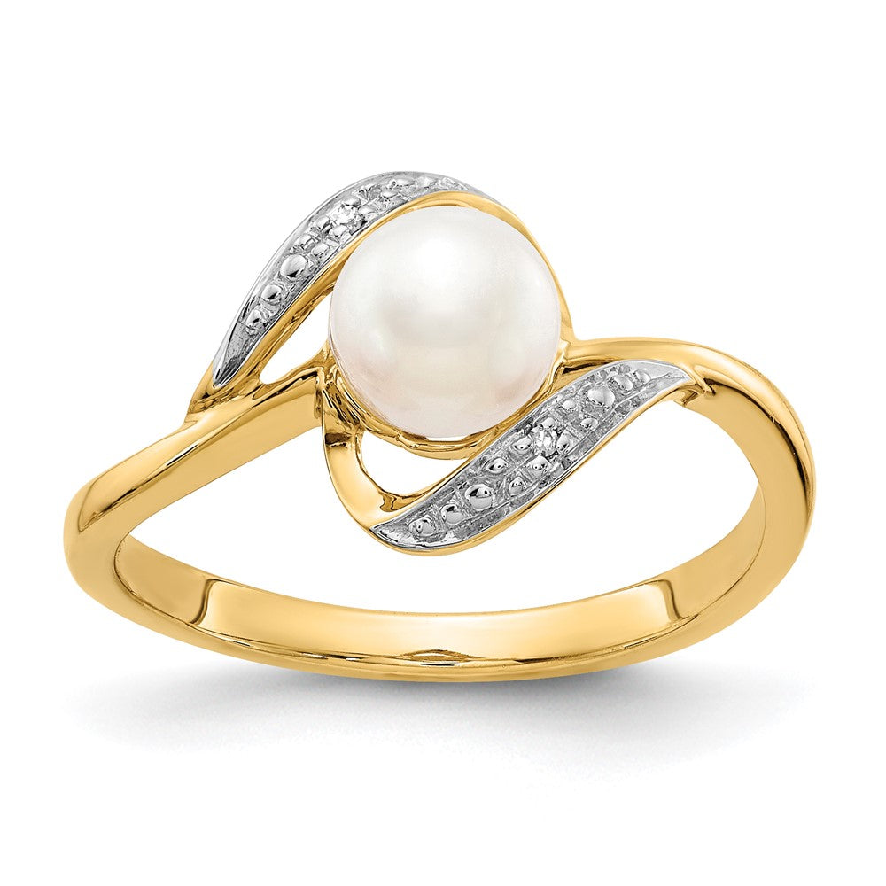 14k Freshwater Cultured Pearl and Diamond Bypass Ring