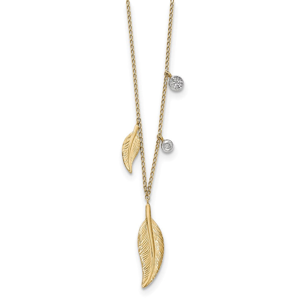 14K Diamond W/Feathers Necklace