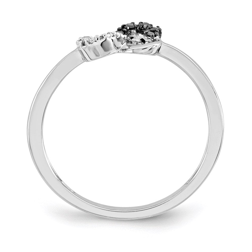 14k White Gold Black and White Diamond Heart Infinity Ring