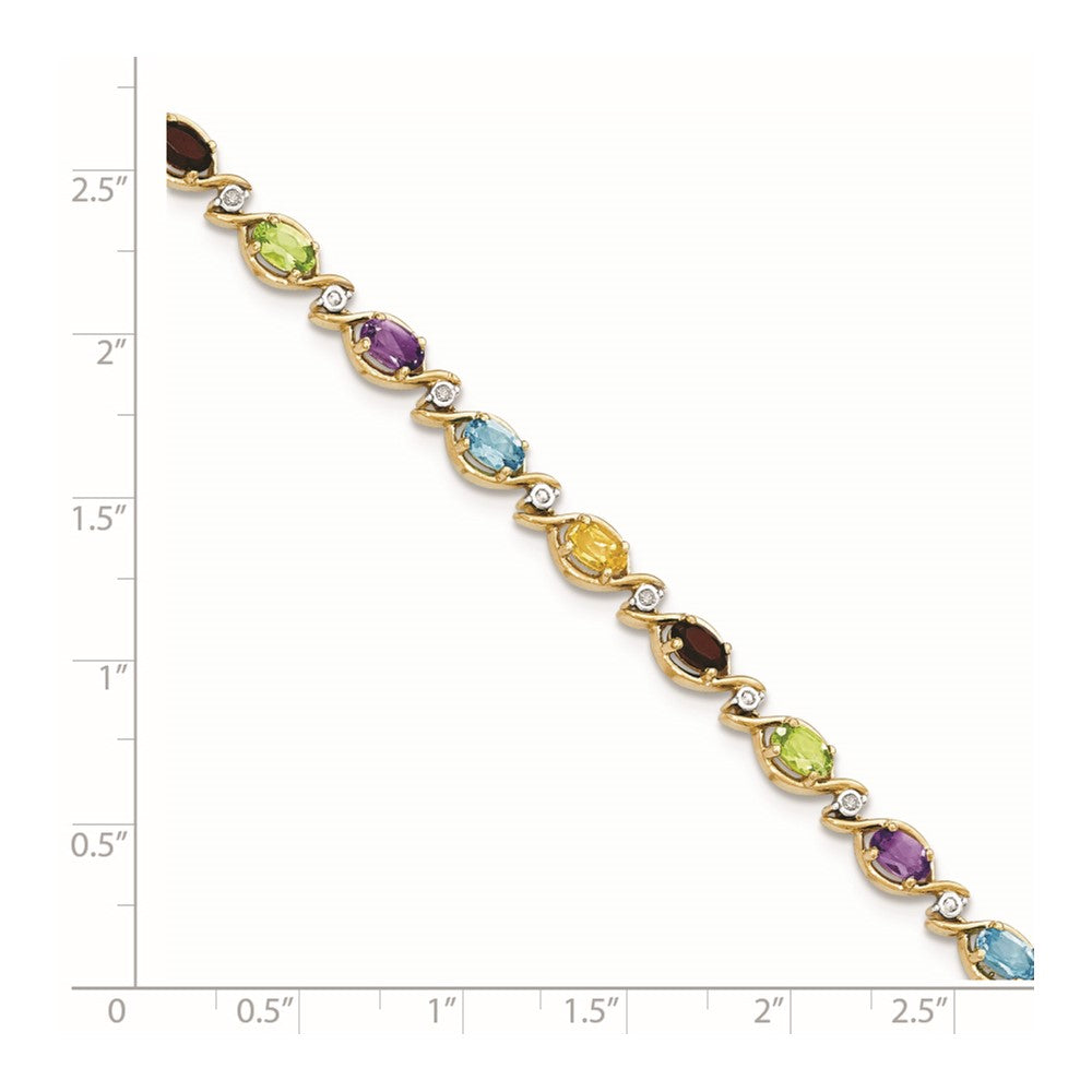 14k Rainbow Gemstone/Diamond Bracelet