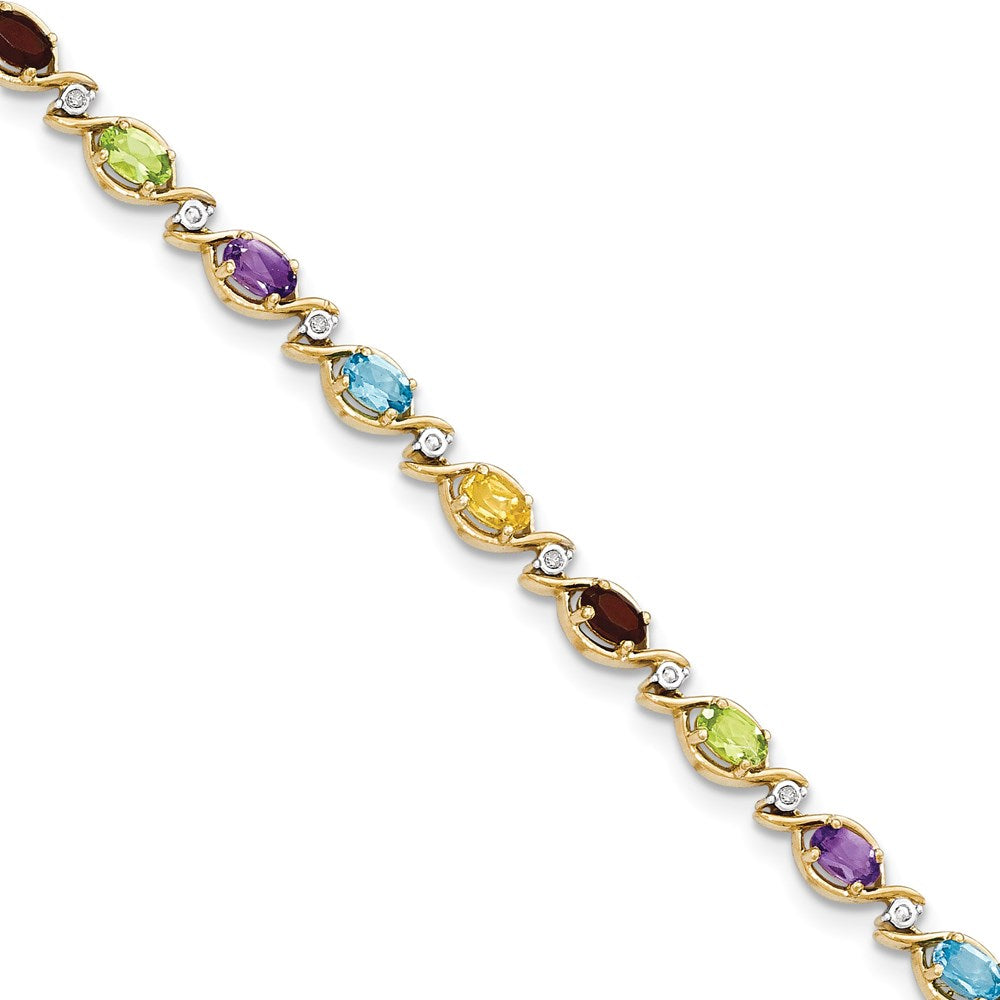 14k Rainbow Gemstone/Diamond Bracelet