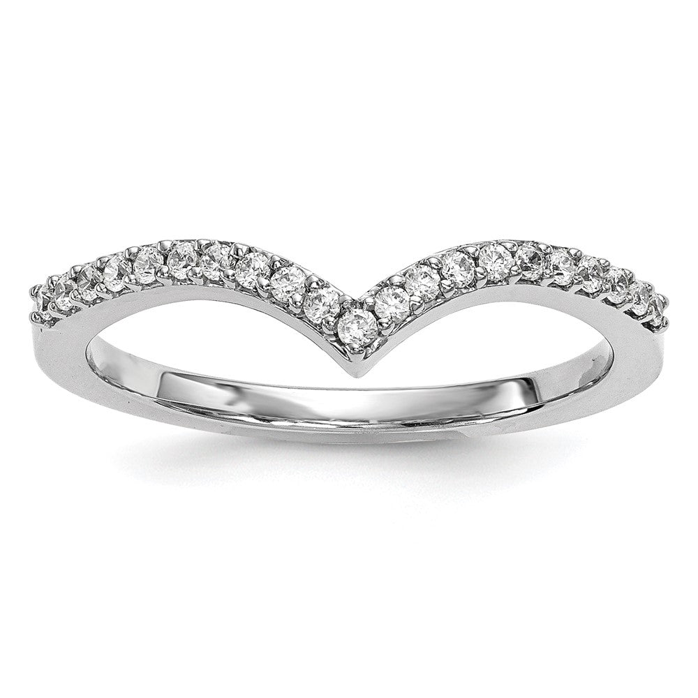 14k White Gold 1/6 carat Diamond V-Shape Band
