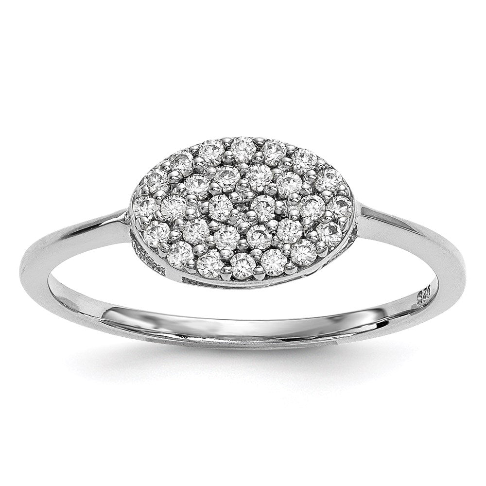 14k White Gold Diamond Cluster Oval Ring