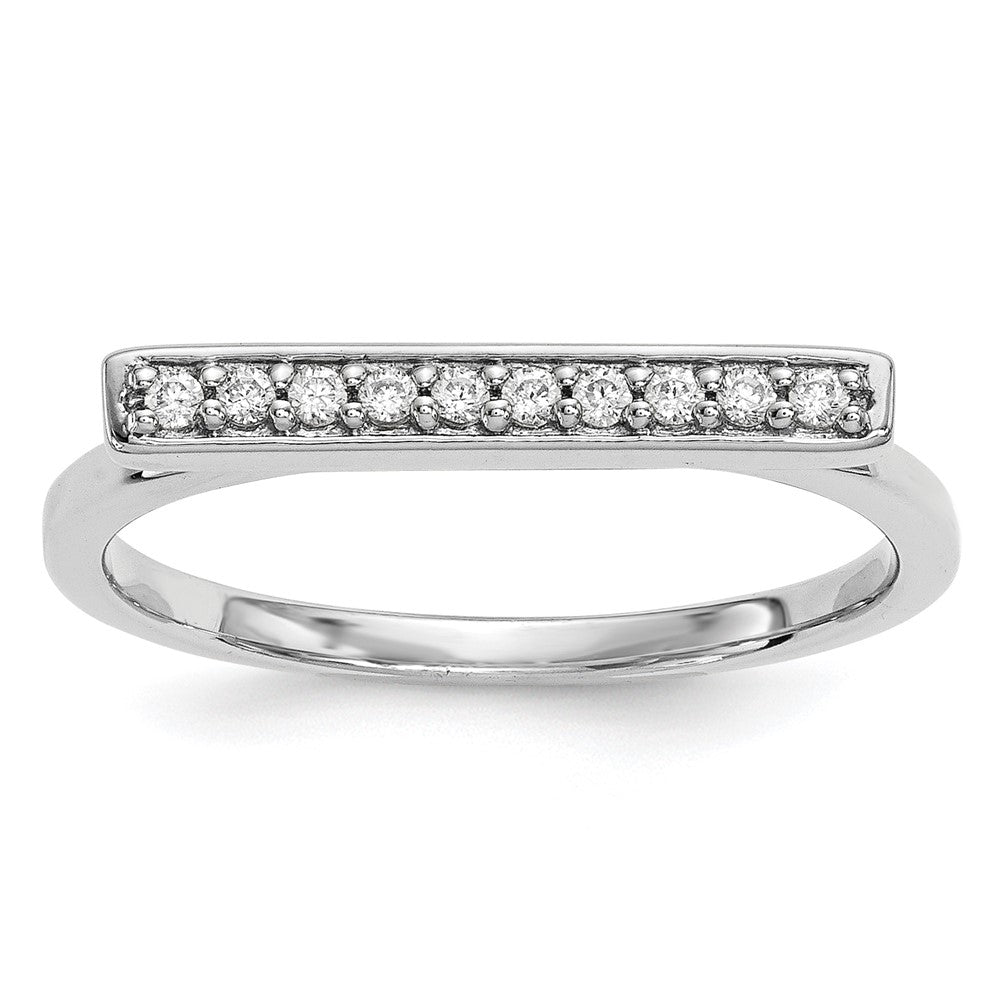 14k White Gold Diamond Bar Ring