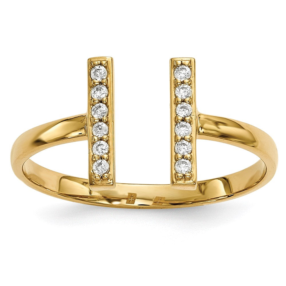 14k Diamond Double Bar Ring