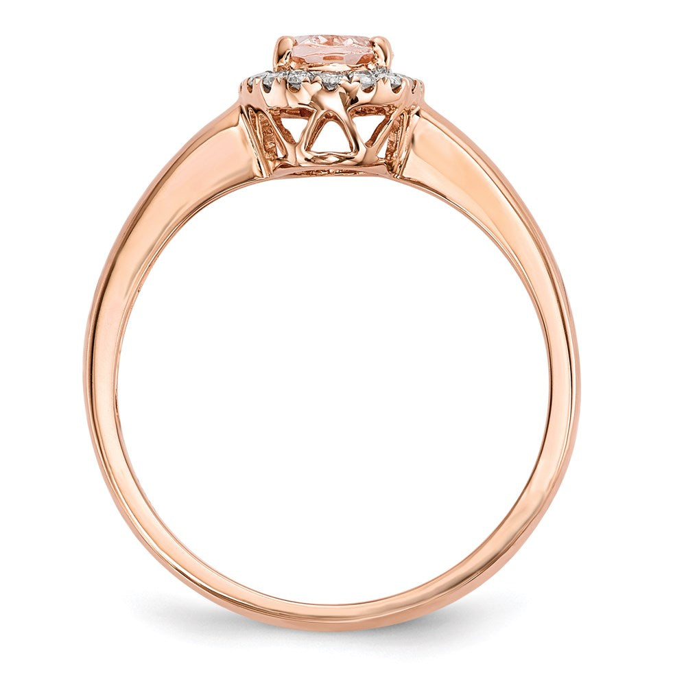 14k Rose Gold Polished Morganite and Diamond Ring