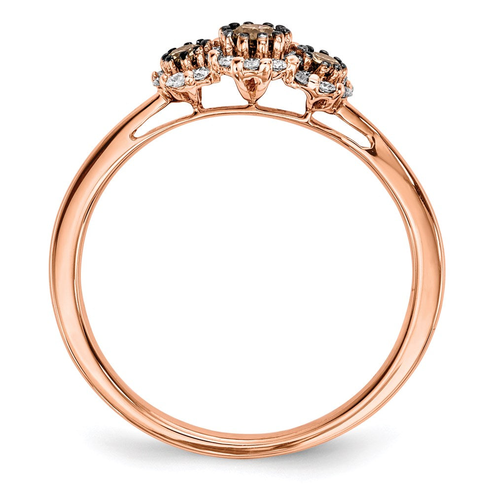 14k Rose Gold White/Champagne Diamond Ring