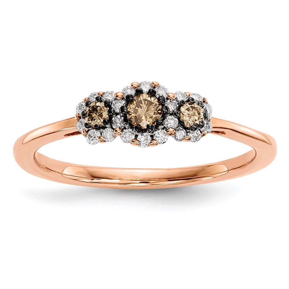 14k Rose Gold White/Champagne Diamond Ring