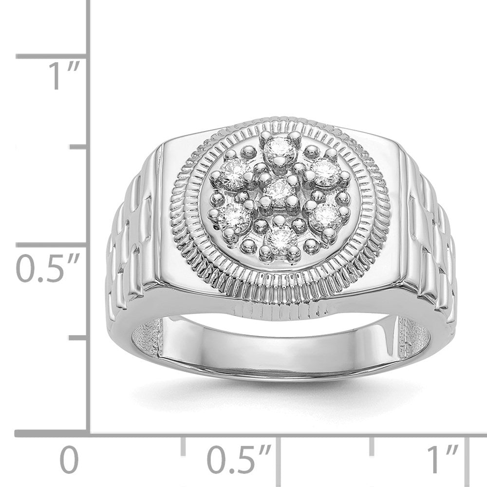 IB Goodman 14k White Gold 1/4 carat AA Diamond Circular Top Mens Ring