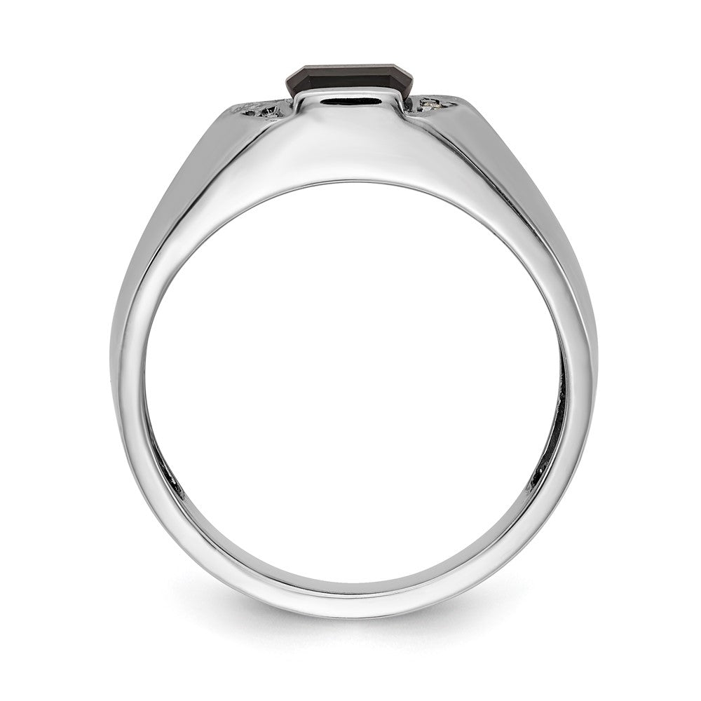 IB Goodman 14k White Gold Onyx and AA Diamond Mens Ring