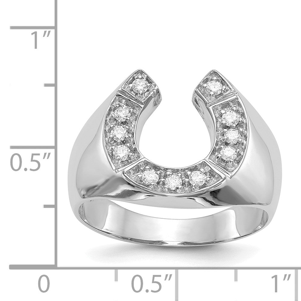 IB Goodman 14k White Gold 1/5 carat VS Diamond Mens Horseshoe Ring