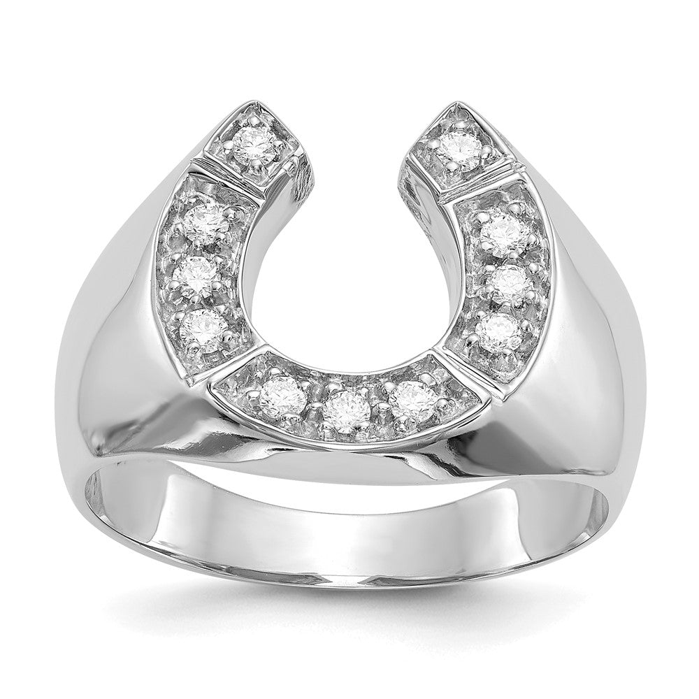 IB Goodman 14k White Gold 1/5 carat VS Diamond Mens Horseshoe Ring
