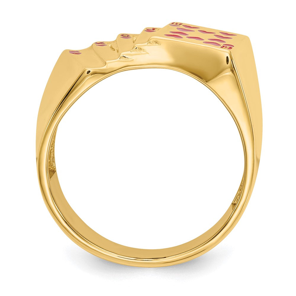 14k Enameled Royal Flush in Hearts Mens Ring