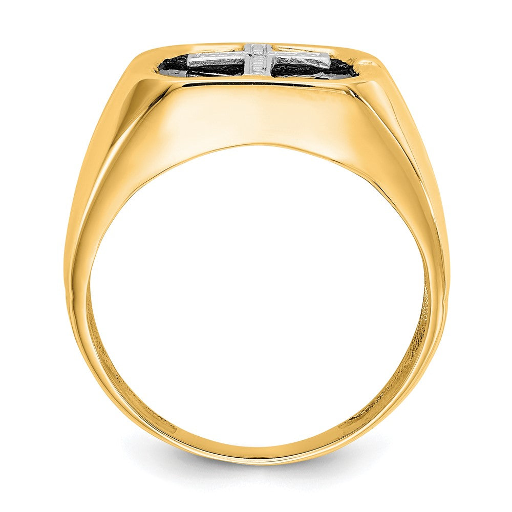 14k AA Diamond Men's Cross Ring