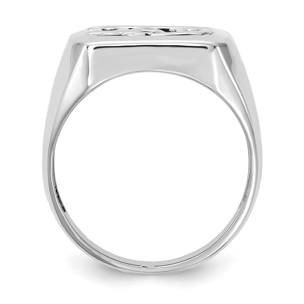 14k White Gold A Diamond men's ring