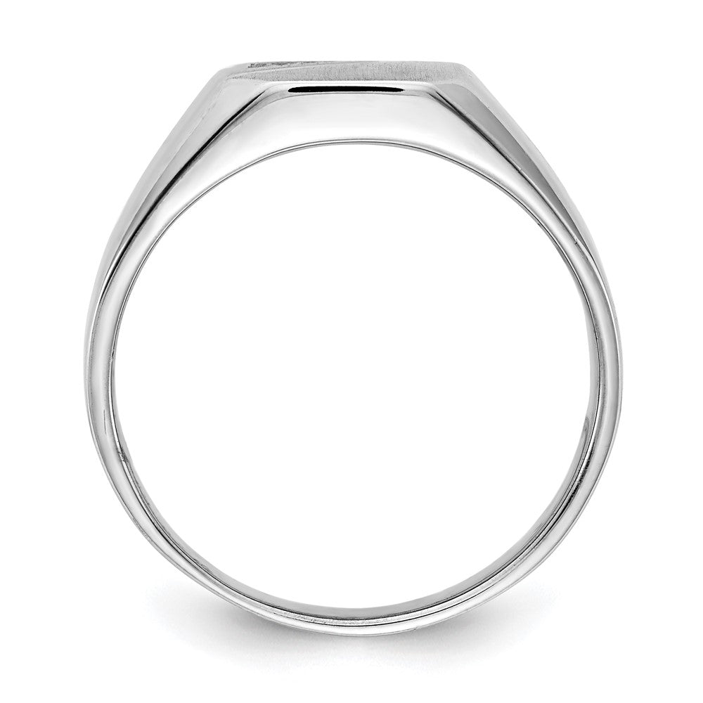 14k White Gold .02ct. AAA Diamond 10.0x Octagon Open Back Signet Ring
