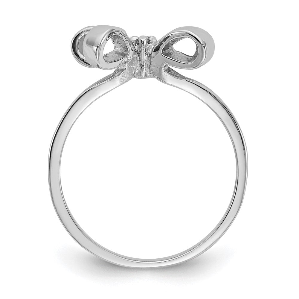 14k White Gold Polished AA Diamond Bow Ring