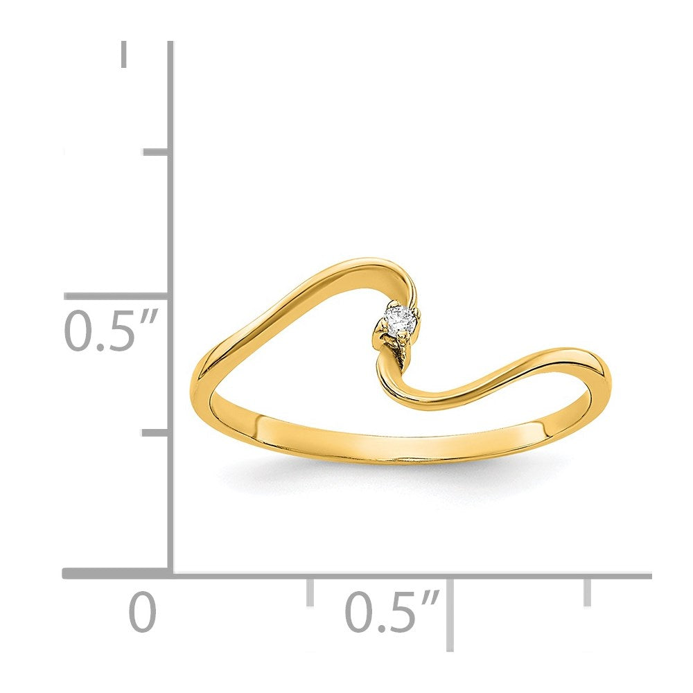 14k AA Diamond Curved Ring