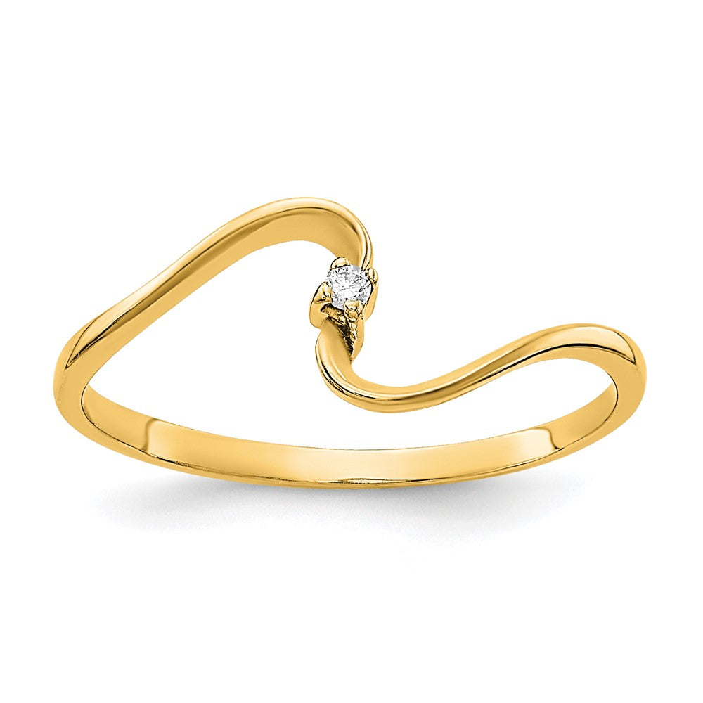 14k AA Diamond Curved Ring