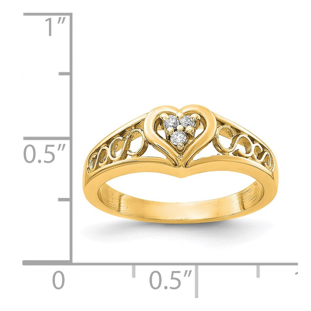 14k Polished 1/20 carat AA Diamond Heart Ring