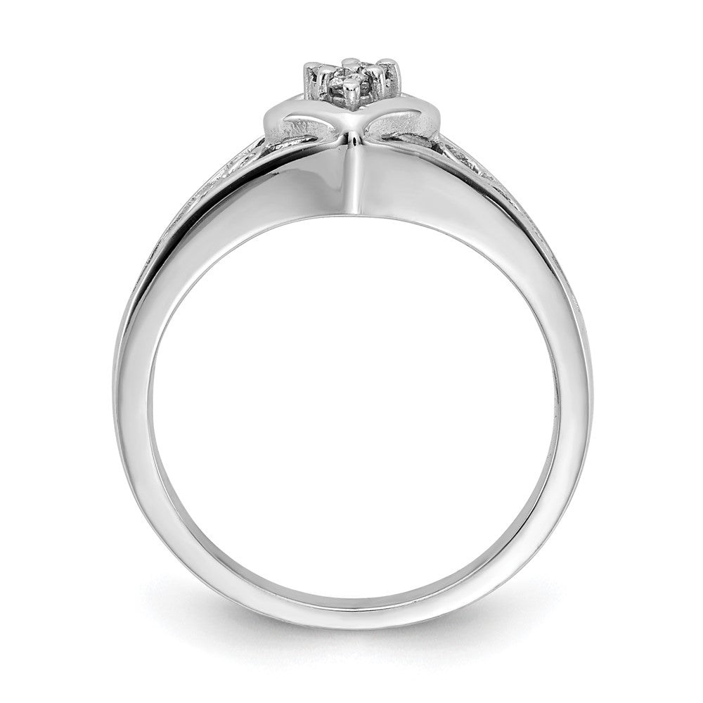 14k White Gold Polished 1/20 carat AA Diamond Heart Ring