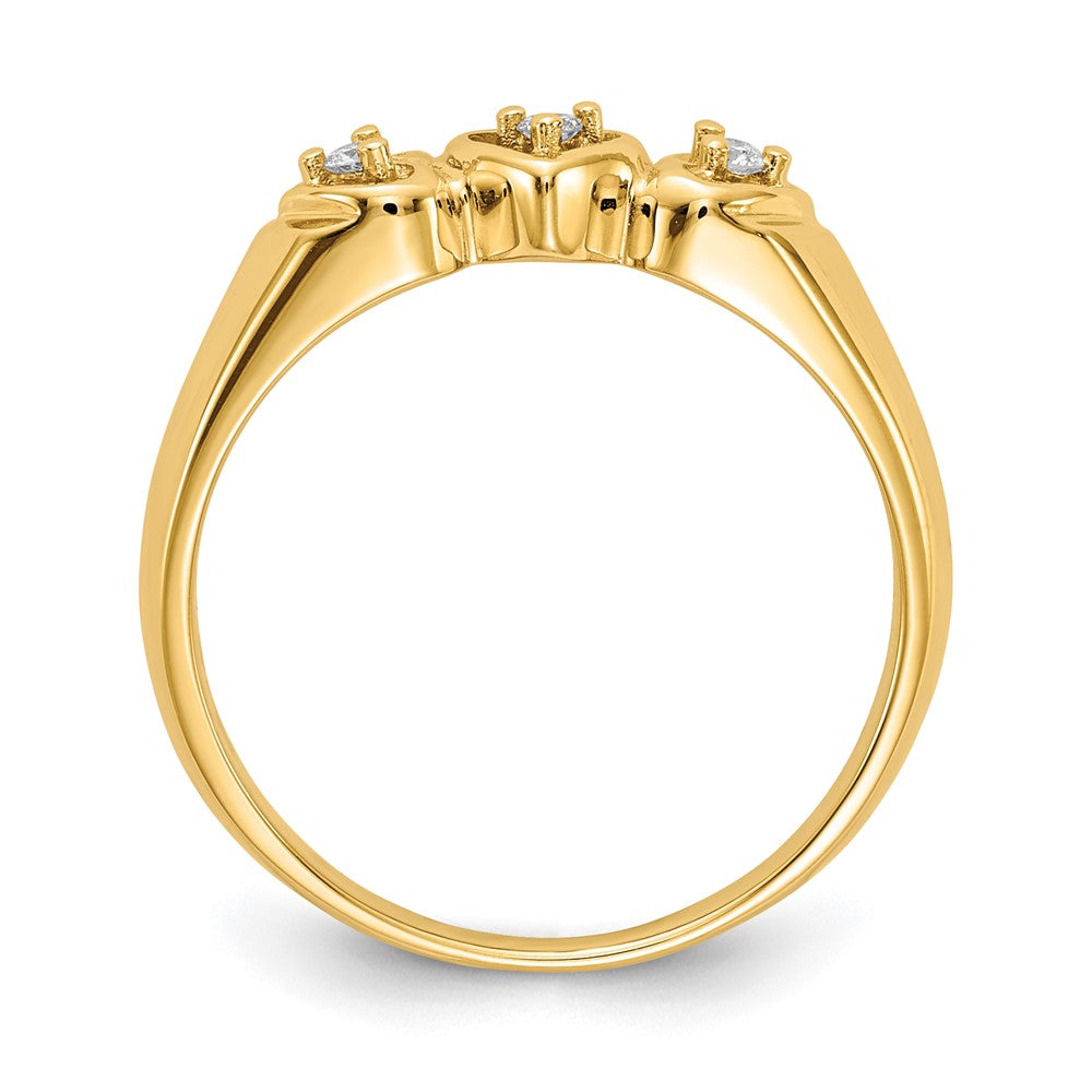 14k 1/20 carat AA Diamond Triple Heart Ring