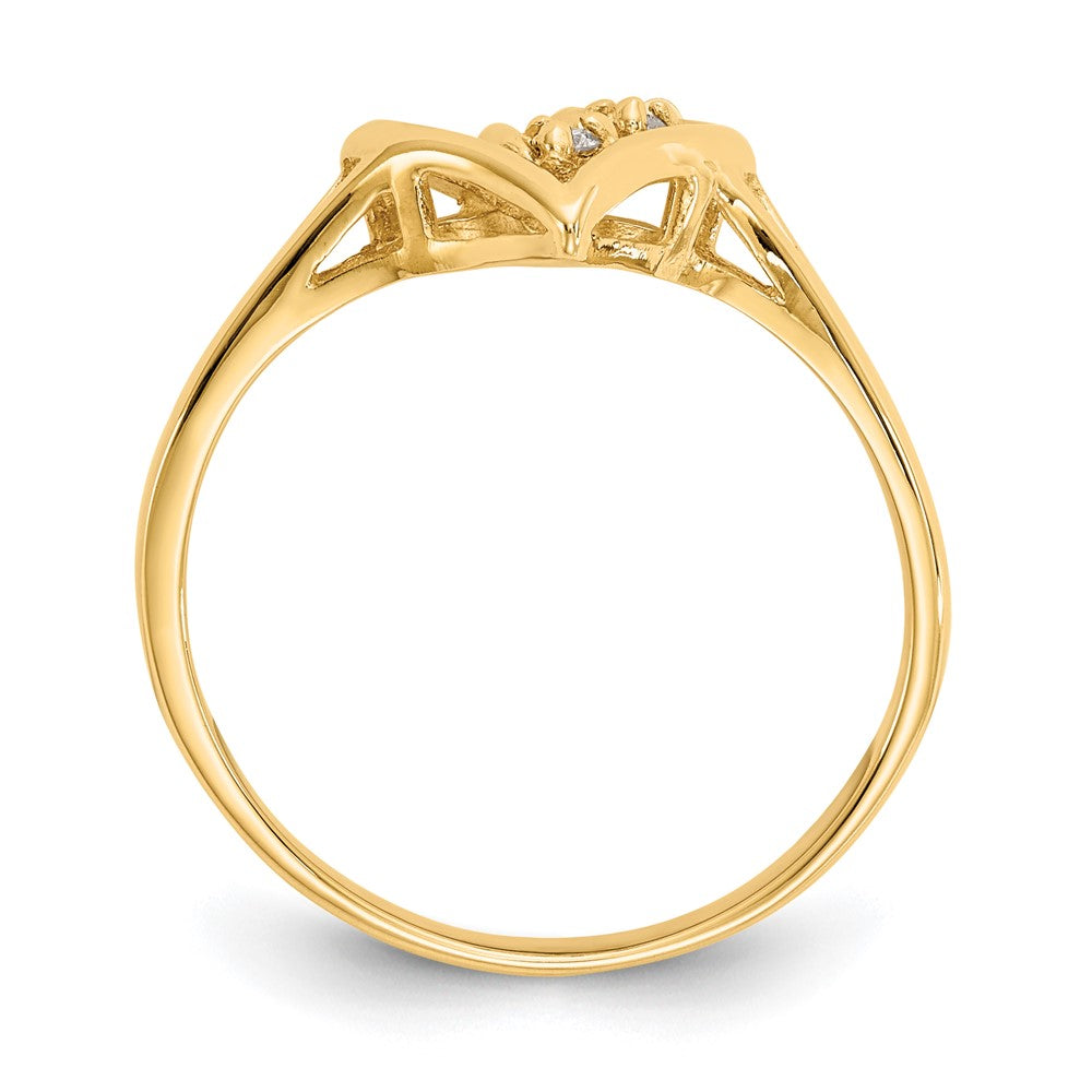 14k Polished AA Diamond Swirled Heart Ring