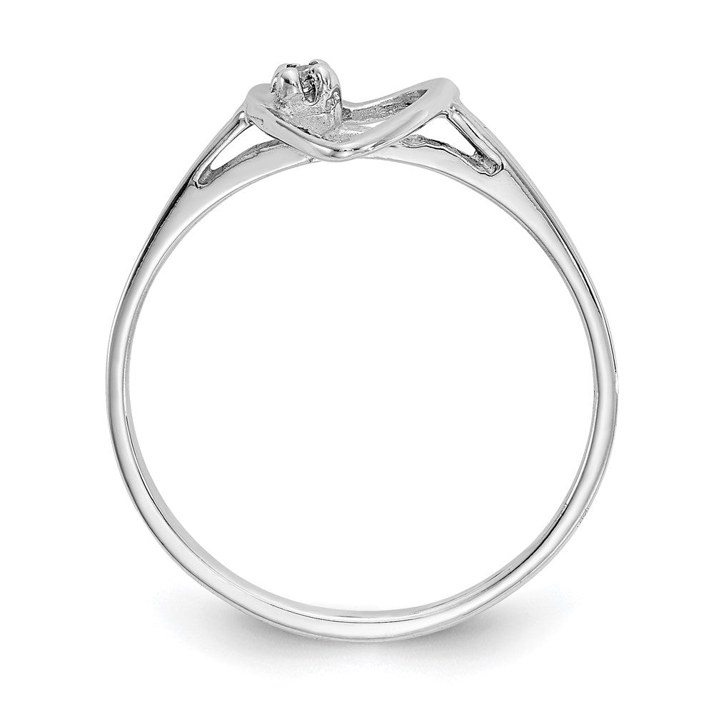14k White Gold Polished AA Diamond Heart Ring