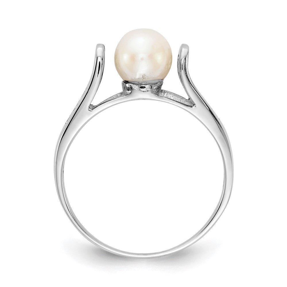 14k White Gold White Freshwater Cultured Pearl Filigree Ring