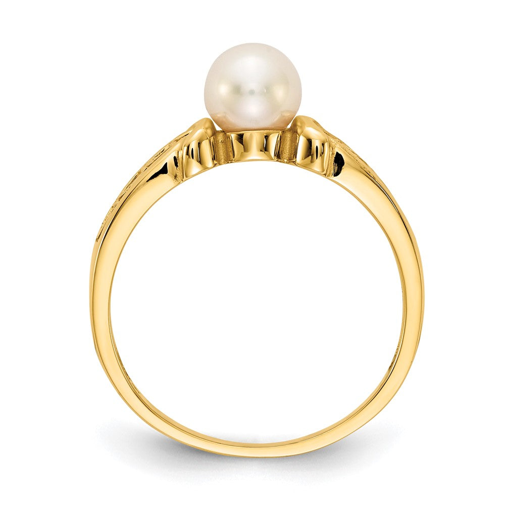 14k White Freshwater Cultured Pearl Heart Shank Ring