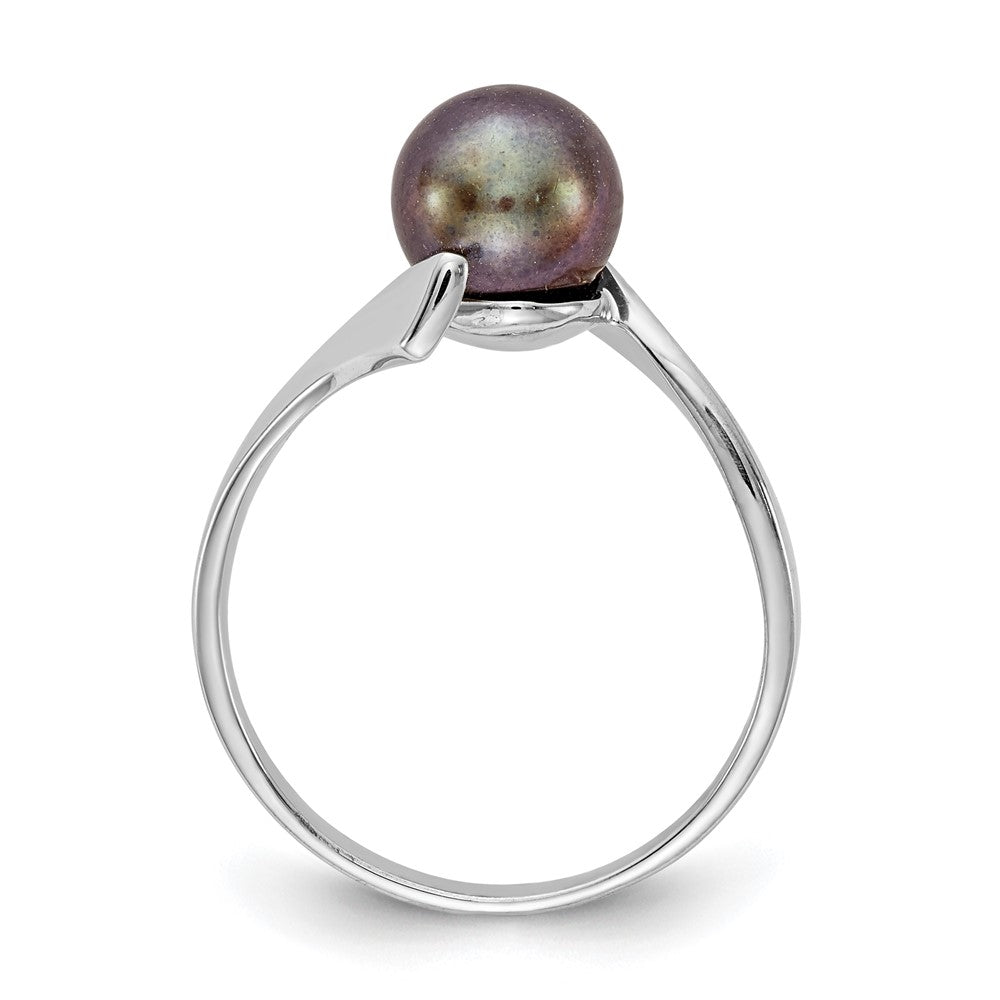 14k White Gold Black Freshwater Cultured Pearl Bypass Ring