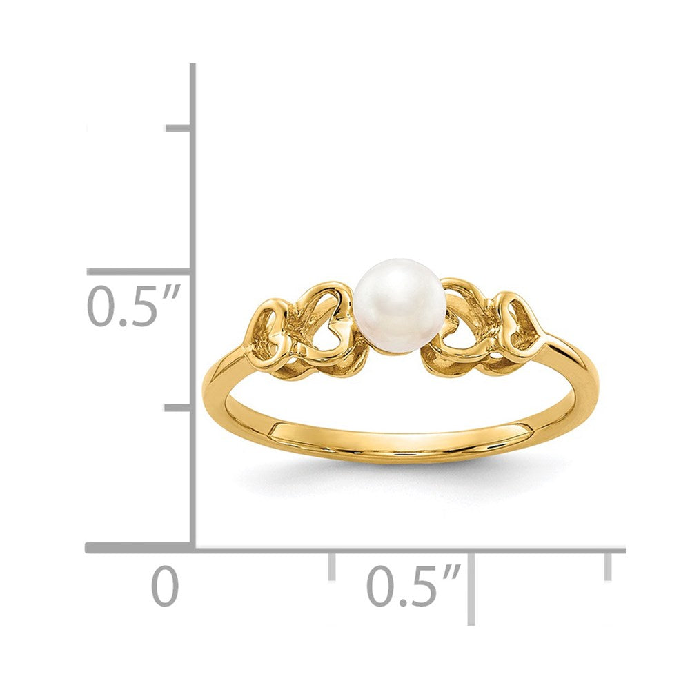 14k White Freshwater Cultured Pearl Heart Ring
