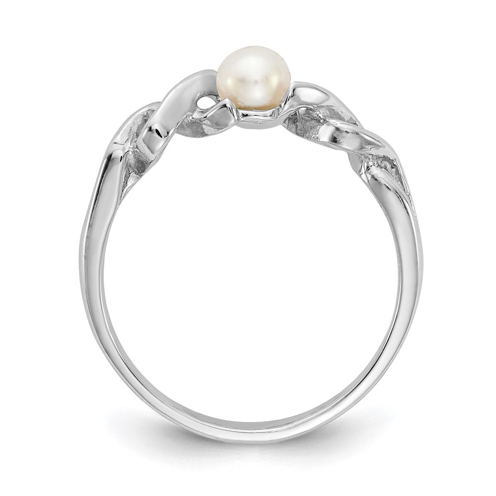 14k White Gold White Freshwater Cultured Pearl Twisted Ring