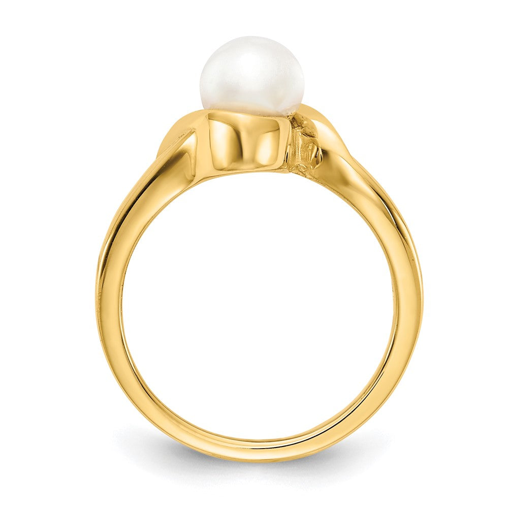 14k White Freshwater Cultured Pearl Bypass Ring