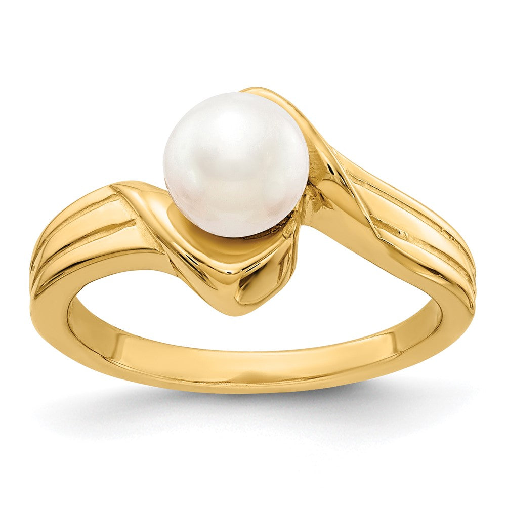 14k White Freshwater Cultured Pearl Bypass Ring