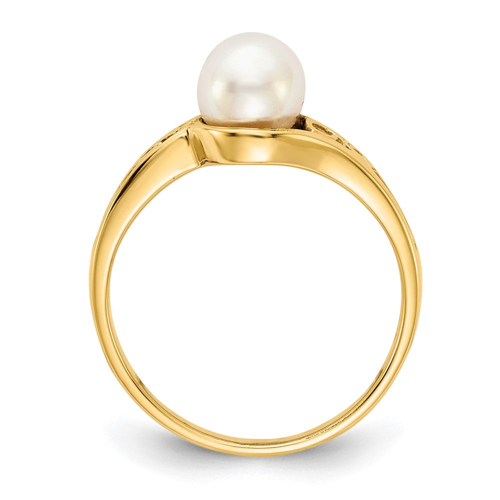 14k White Freshwater Cultured Pearl Filigree Ring
