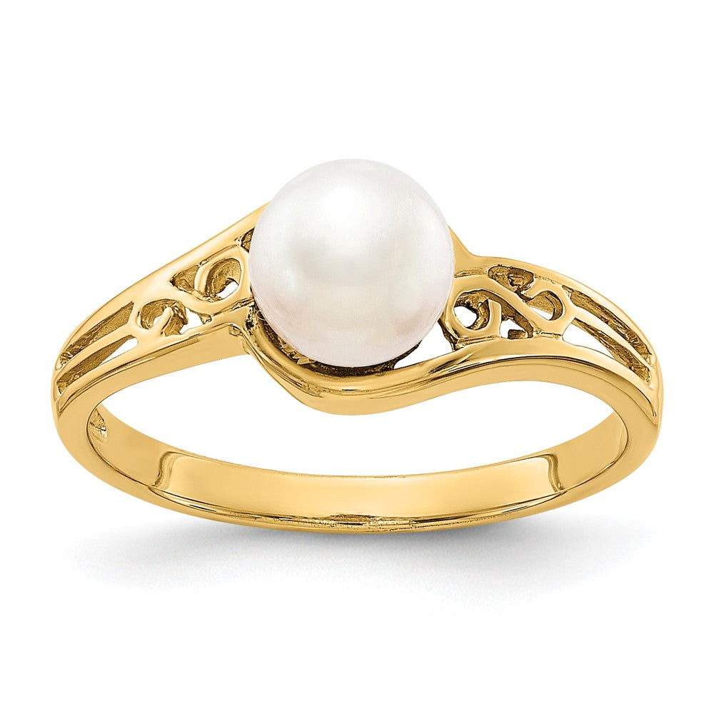 14k White Freshwater Cultured Pearl Filigree Ring