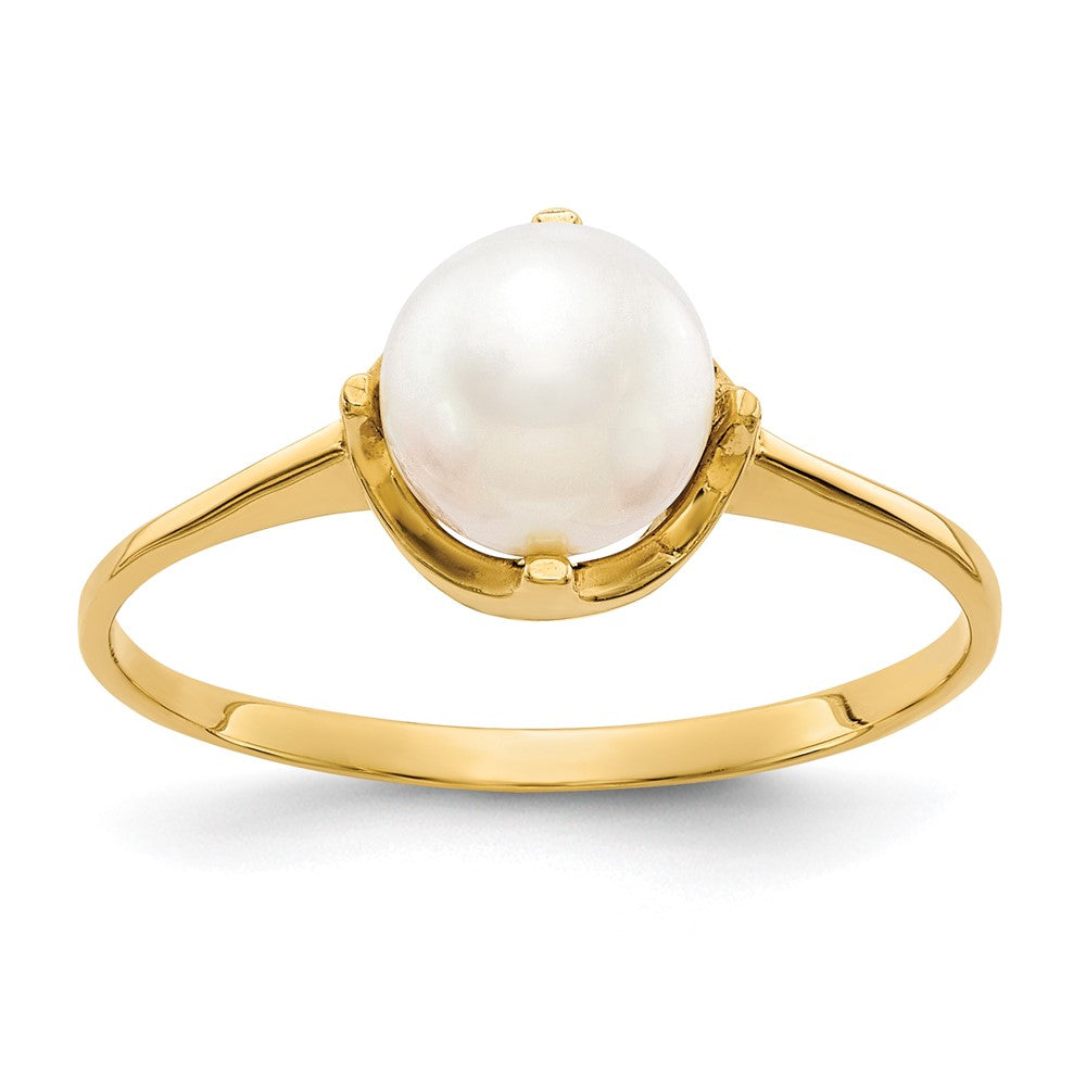 14k White Freshwater Cultured Pearl Ring