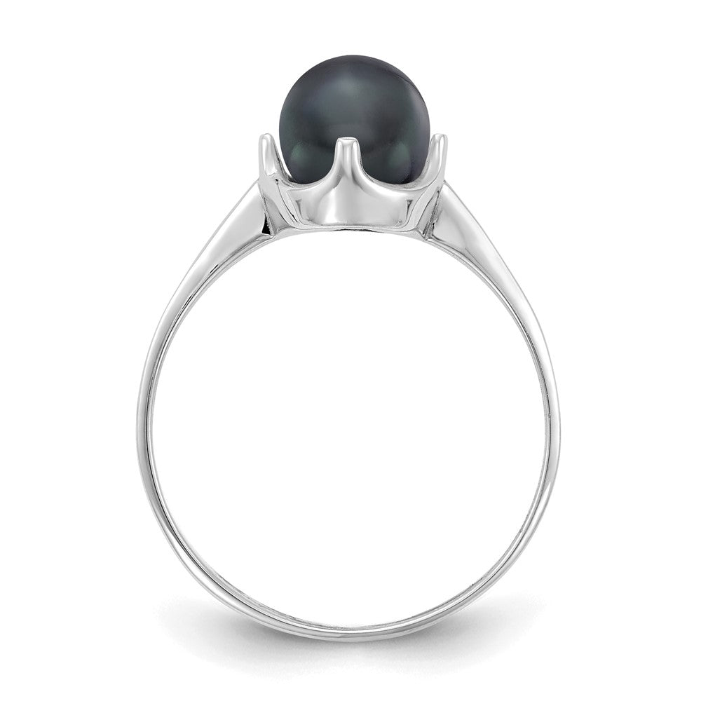 14k White Gold Black FW Cultured Pearl Ring