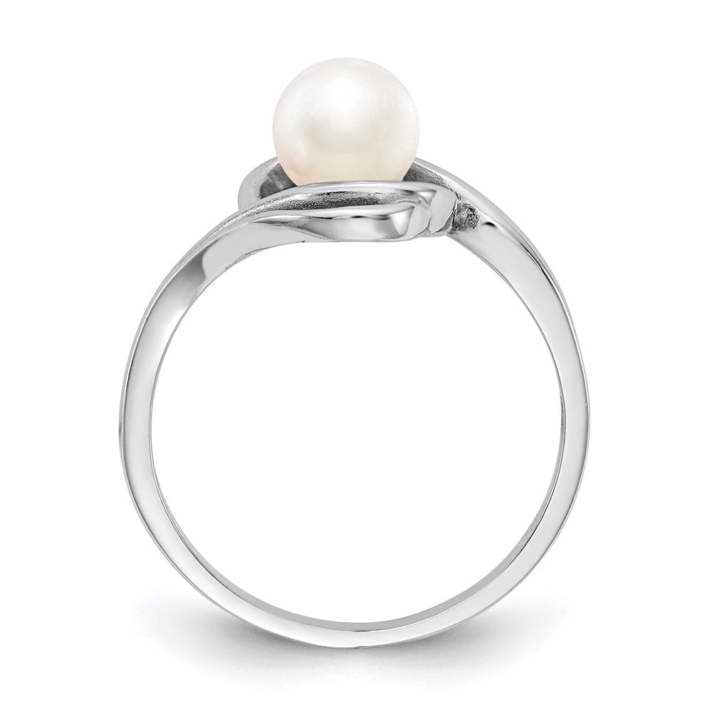 14k White Gold White Freshwater Cultured Pearl Abstract Ring