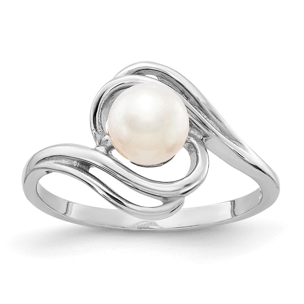 14k White Gold White Freshwater Cultured Pearl Abstract Ring