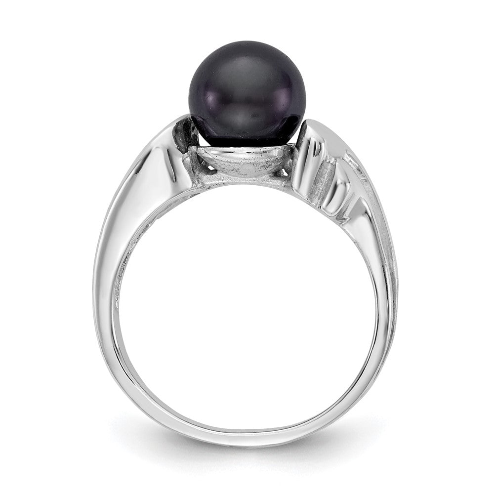 14k White Gold Black Freshwater Cultured Pearl Ring