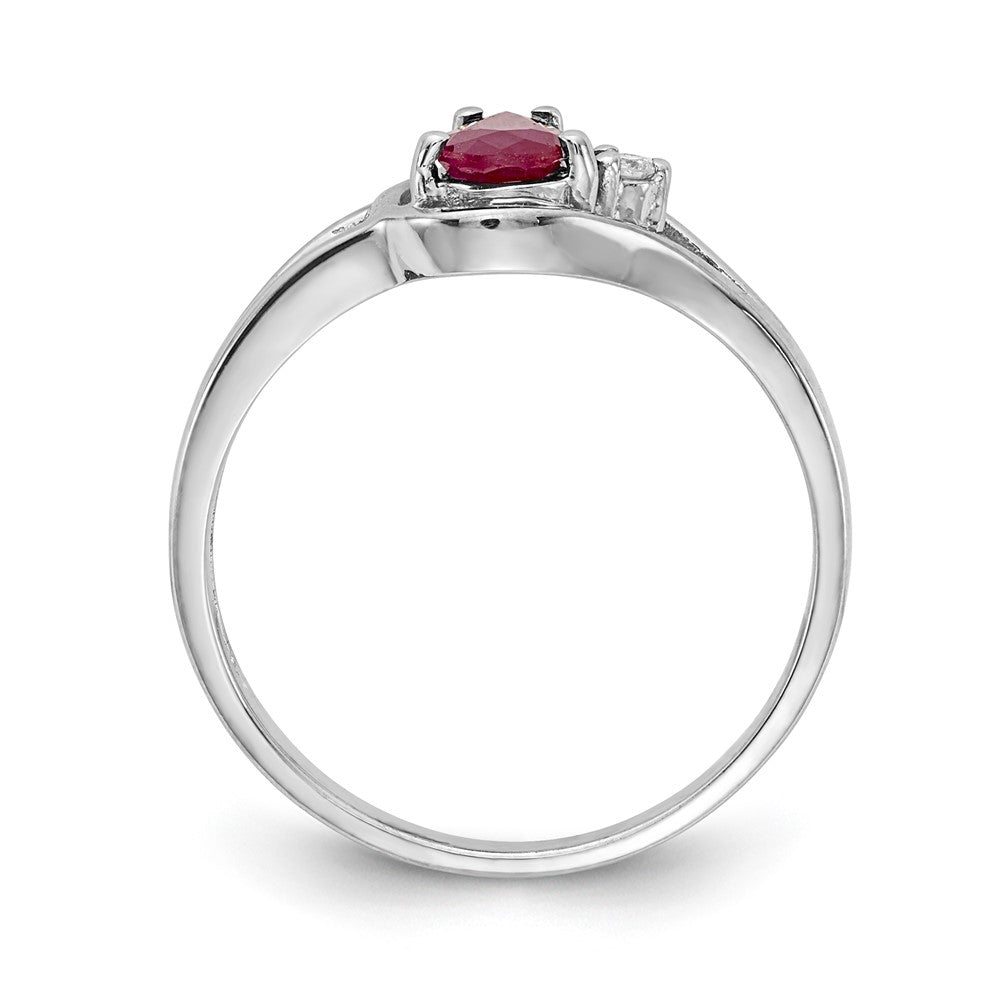 14k White Gold 6x Pear Ruby A Diamond ring