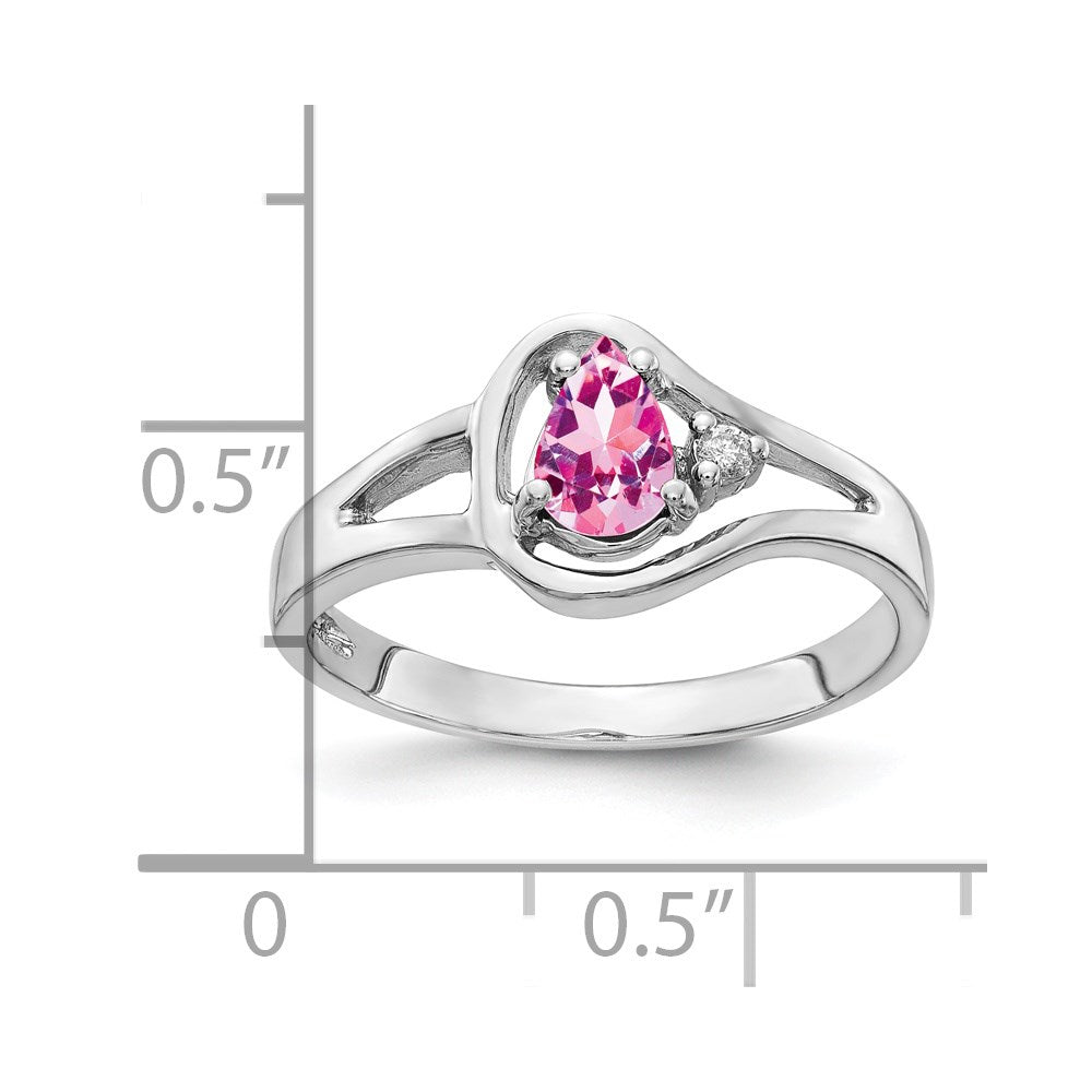 14k White Gold 6x Pear Pink Sapphire A Diamond ring